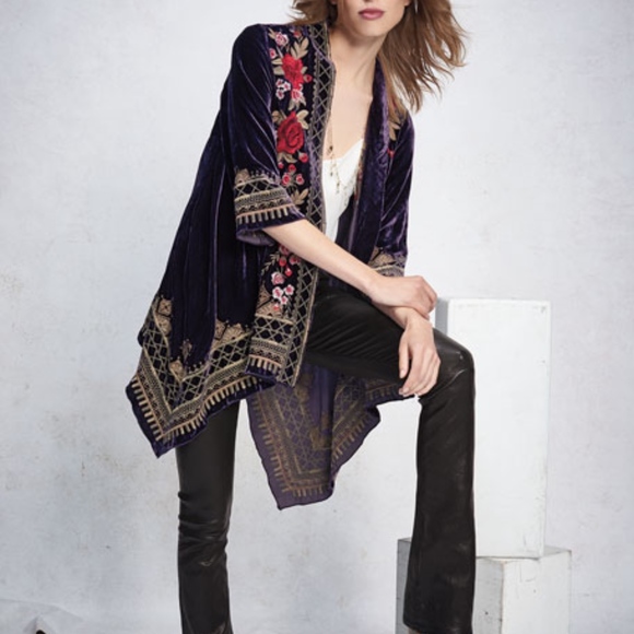 Johnny Was Meri Velvet Draped Cardigan 